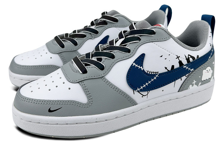 Lookbook [Zapatos Personalizados] Nike Court Borough 'Grafiti Fantasma Gris Azul' BQ5448-117(Team叁-女款D鬼怪QD)