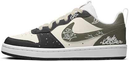 【定製球鞋】Nike Court Borough系列 減齡愛情 腰果花 潮流 街頭 字母 解構高街 低筒 滑板鞋 GS 橄欖綠 Buy 【定製球鞋】Nike Court Borough系列 減齡愛情 腰果花 潮流 街頭 字母 解構高街 低筒 滑板鞋 GS 橄欖綠
