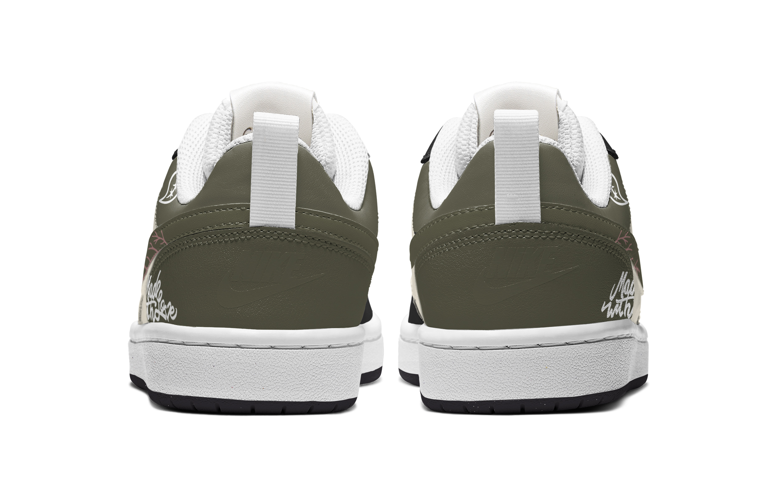 Purchase 【定製球鞋】Nike Court Borough系列 減齡愛情 腰果花 潮流 街頭 字母 解構高街 低筒 滑板鞋 GS 橄欖綠