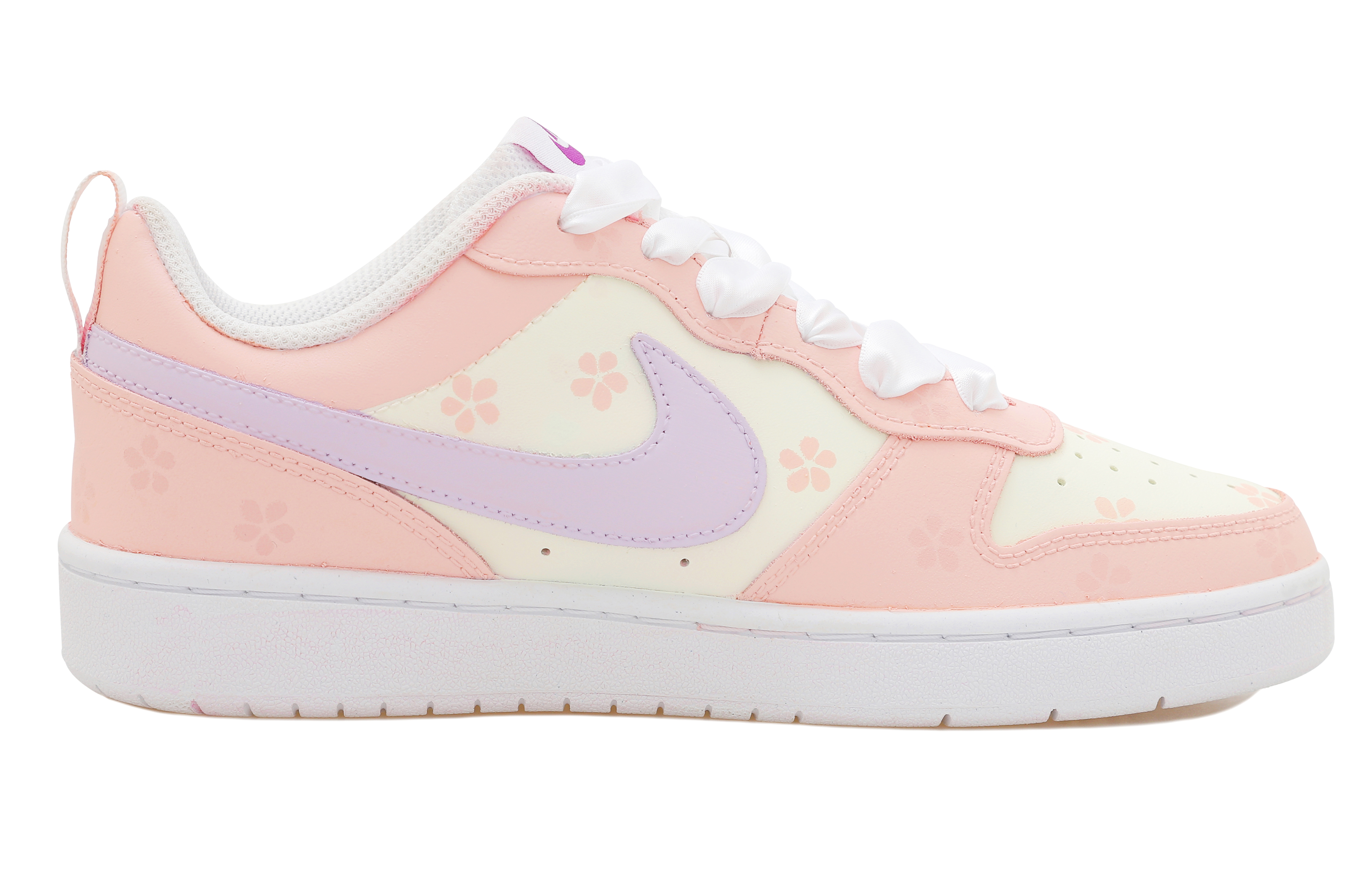 Order [定制鞋] 耐克 Court Borough '粉色狐狸丝带心樱花' DQ5979-100(Team拾玖-妲己粉狐狸)
