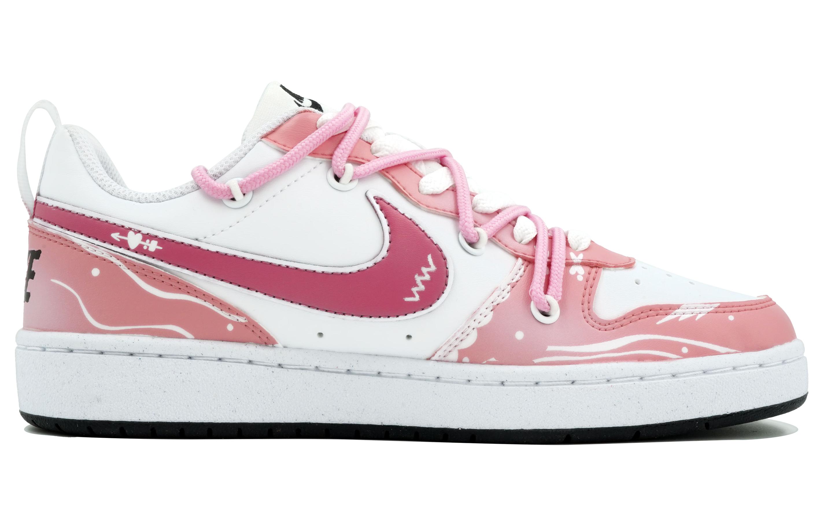 Lookbook [Custom Kasut] Nike Court Borough 'Hati Merah Jambu' DV5456-104(Team113-粉红爱心)