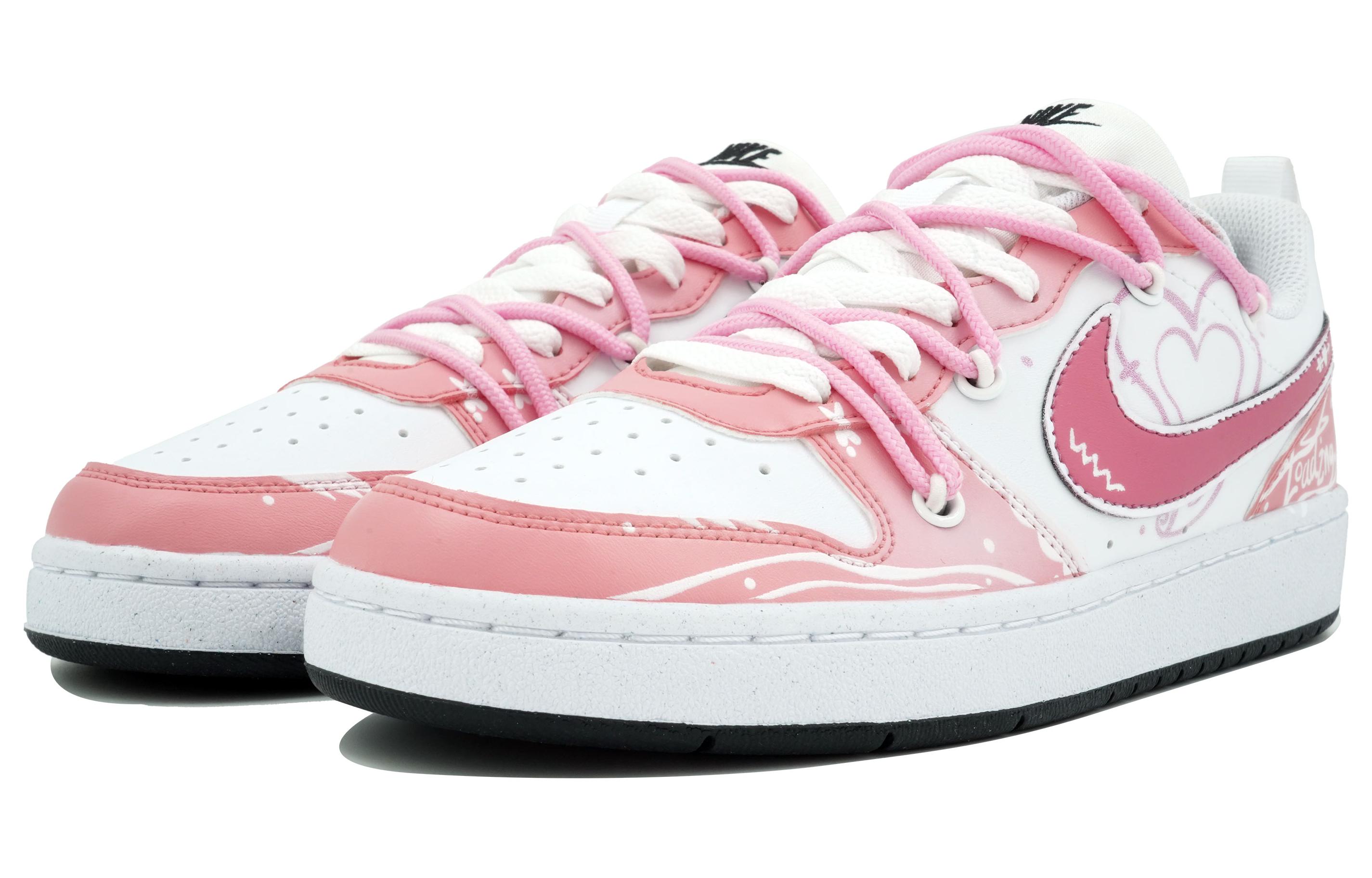 Shop [Custom Kasut] Nike Court Borough 'Hati Merah Jambu' DV5456-104(Team113-粉红爱心)