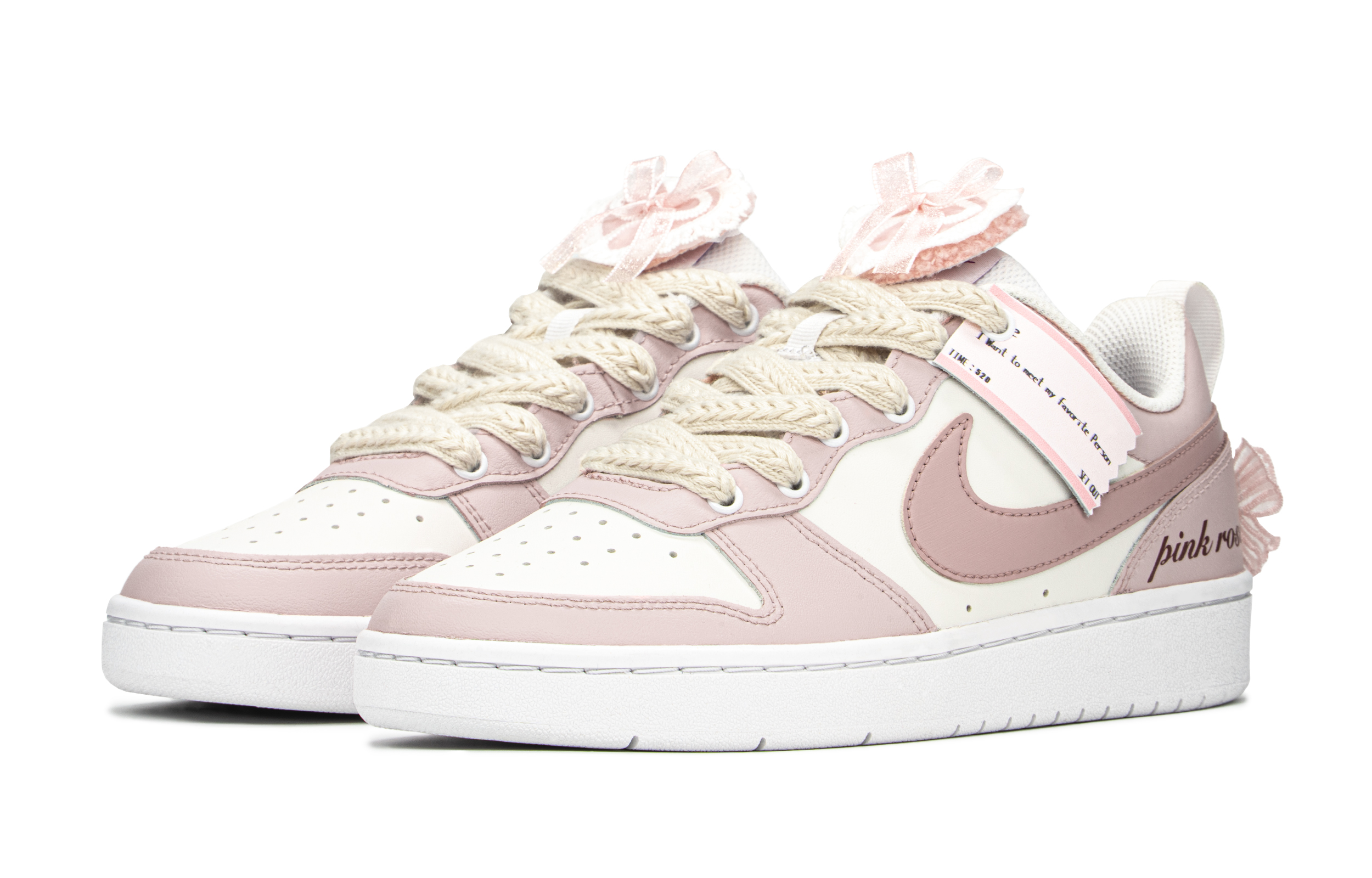 Lookbook 【定製球鞋】 Nike Court Borough FZBB 日公主 清新 簡約 百搭 禮盒 低筒 板鞋 GS 粉白