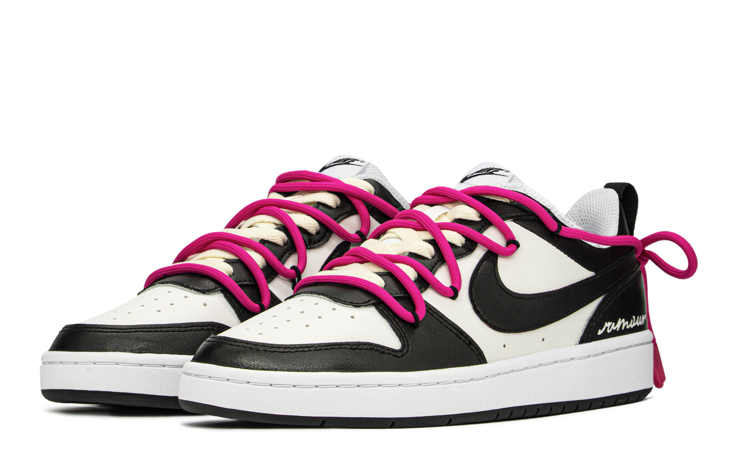 [Custom Shoes] Nike Court Borough 'Romantic Panda - Black White Beige' 圖 3