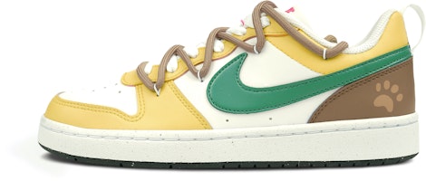 【訂製球鞋】Nike Court Borough系列 餅餅 解構 字母 高街 低筒 板鞋 GS 黃綠棕 Order 【訂製球鞋】Nike Court Borough系列 餅餅 解構 字母 高街 低筒 板鞋 GS 黃綠棕
