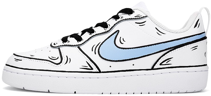 custom-shoes-nike-court-borough-low-2-anime-graphic-white-black