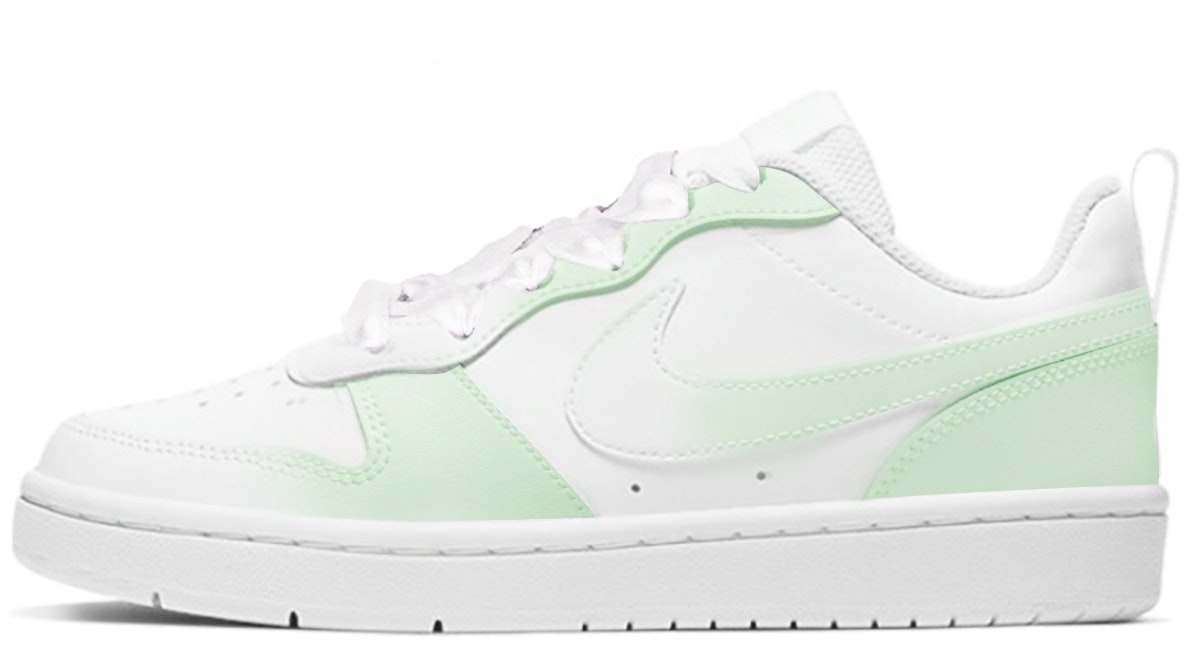 custom-shoes-nike-court-borough-low-2-ballet-satin-ribbon-white-green