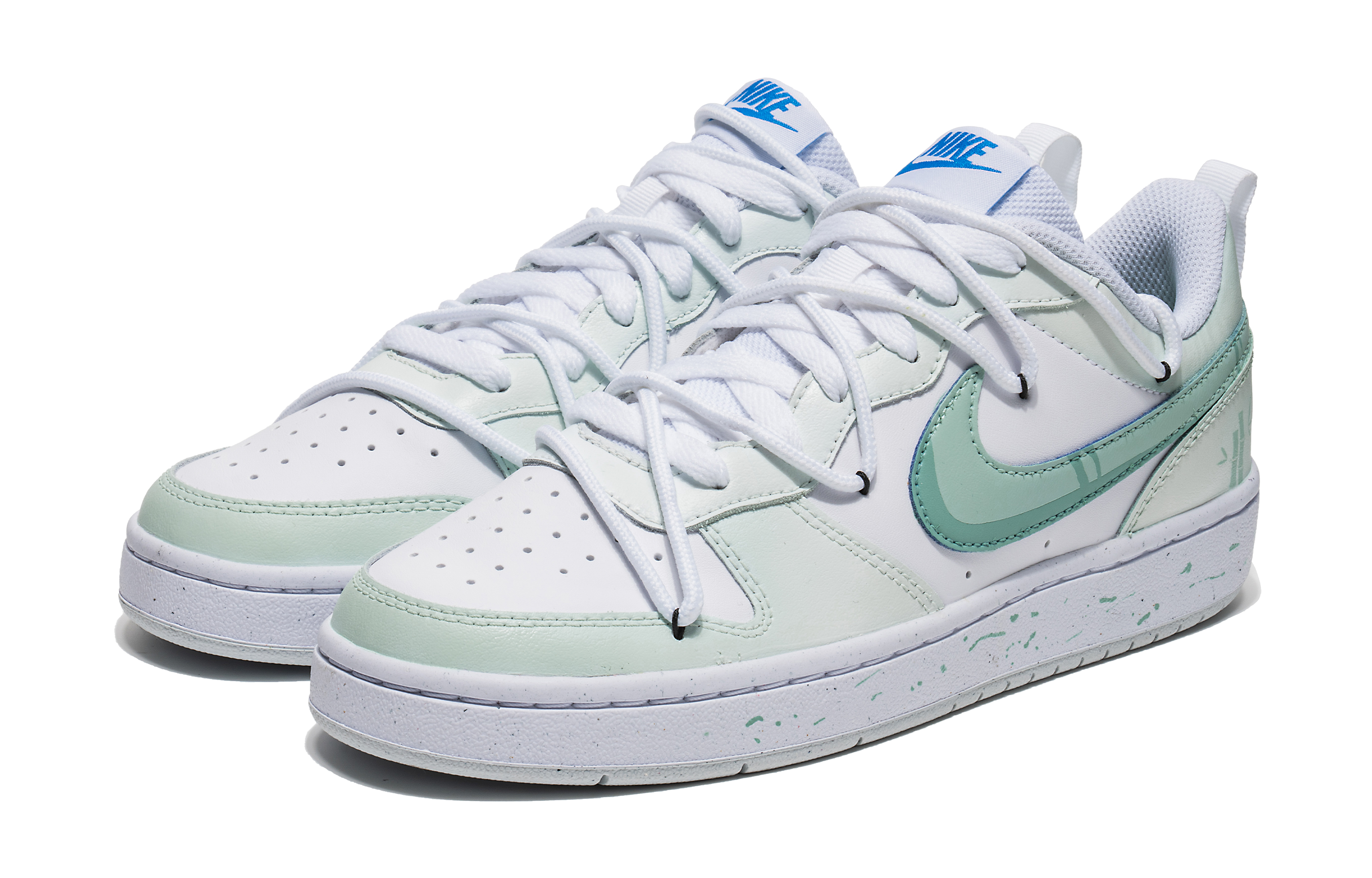 Order 【定制球鞋】Nike Court Borough Low 2 青春校園 竹子 熊貓 中國風 潑墨 低幫 板鞋 GS 白綠
