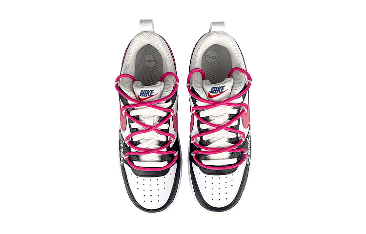 Shop 【訂製球鞋】Nike Court Borough Low 2 芭比 解構 糖心 撞色 特別鞋盒 低筒 板鞋 GS 黑粉