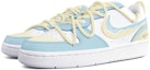 Lookbook 【客製化球鞋】 Nike Court Borough Low 2 沙灘與海浪 清新 手繪 解構鞋帶 低筒 板鞋 GS 黃藍