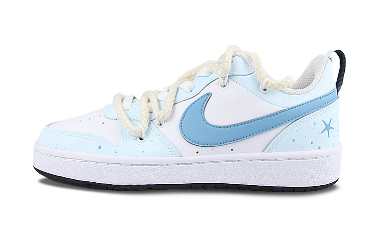 Buy [Custom Kasut] Nike Court Borough Low 2 'Pantai Starfish Biru Dekonstruksi' BQ5448-104(Team58-海滩海星)