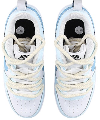 【定制球鞋】Nike Court Borough Low 2 海灘海星藍 解構風 防滑 耐磨 低幫 板鞋 GS 藍白 Shop 【定制球鞋】Nike Court Borough Low 2 海灘海星藍 解構風 防滑 耐磨 低幫 板鞋 GS 藍白
