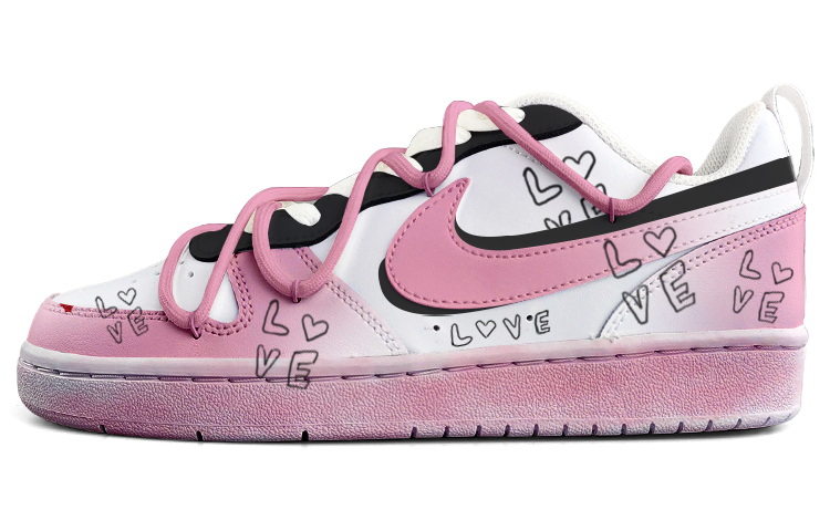 [Custom Shoes] Nike Court Borough Low 2 'Berry Blush Black Pink Deconstructed Lace' 圖 2