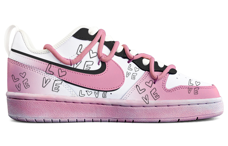 [Custom Shoes] Nike Court Borough Low 2 'Berry Blush Black Pink Deconstructed Lace' 圖 3