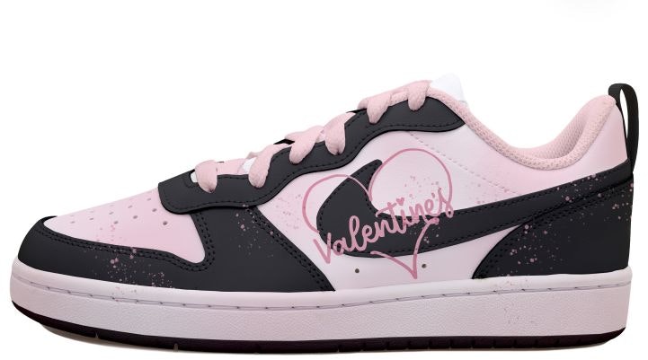 custom-shoes-nike-court-borough-low-2-black-pink-heart-paint-splatter
