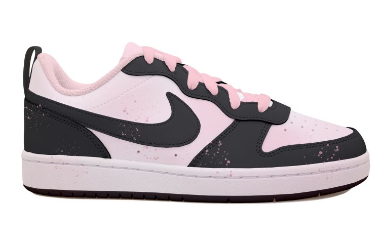 Order [カスタムシューズ] ナイキコートバラウロウ2 'ブラック-ピンクハートペイントスプラッター' BQ5448-104(Team拾玖-黑粉爱心S-BOX)