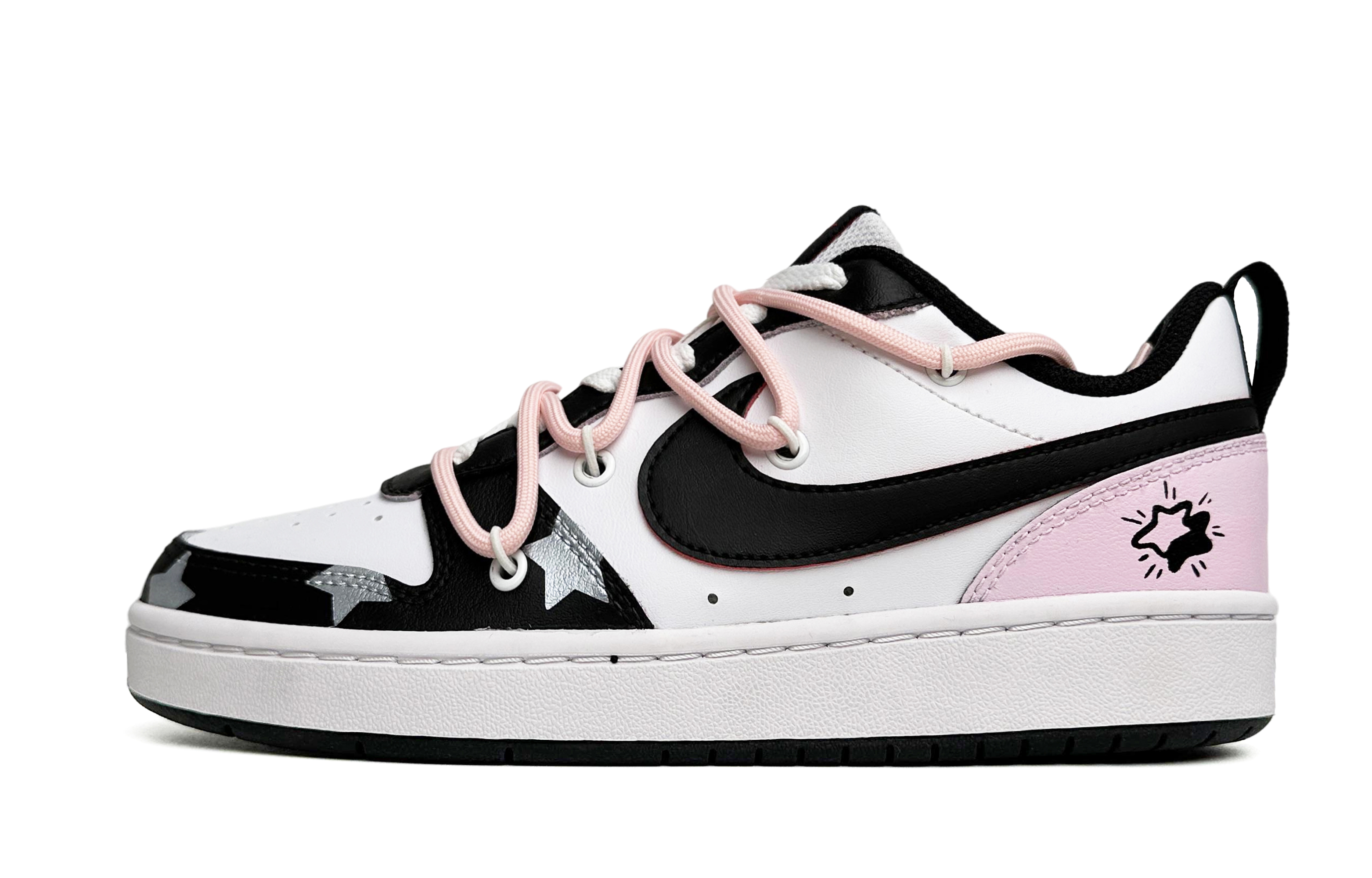 Buy 定制鞋款 耐克Court Borough Low 2 '黑粉星尘' BQ5448-110(Team87-黑粉星辉女款)