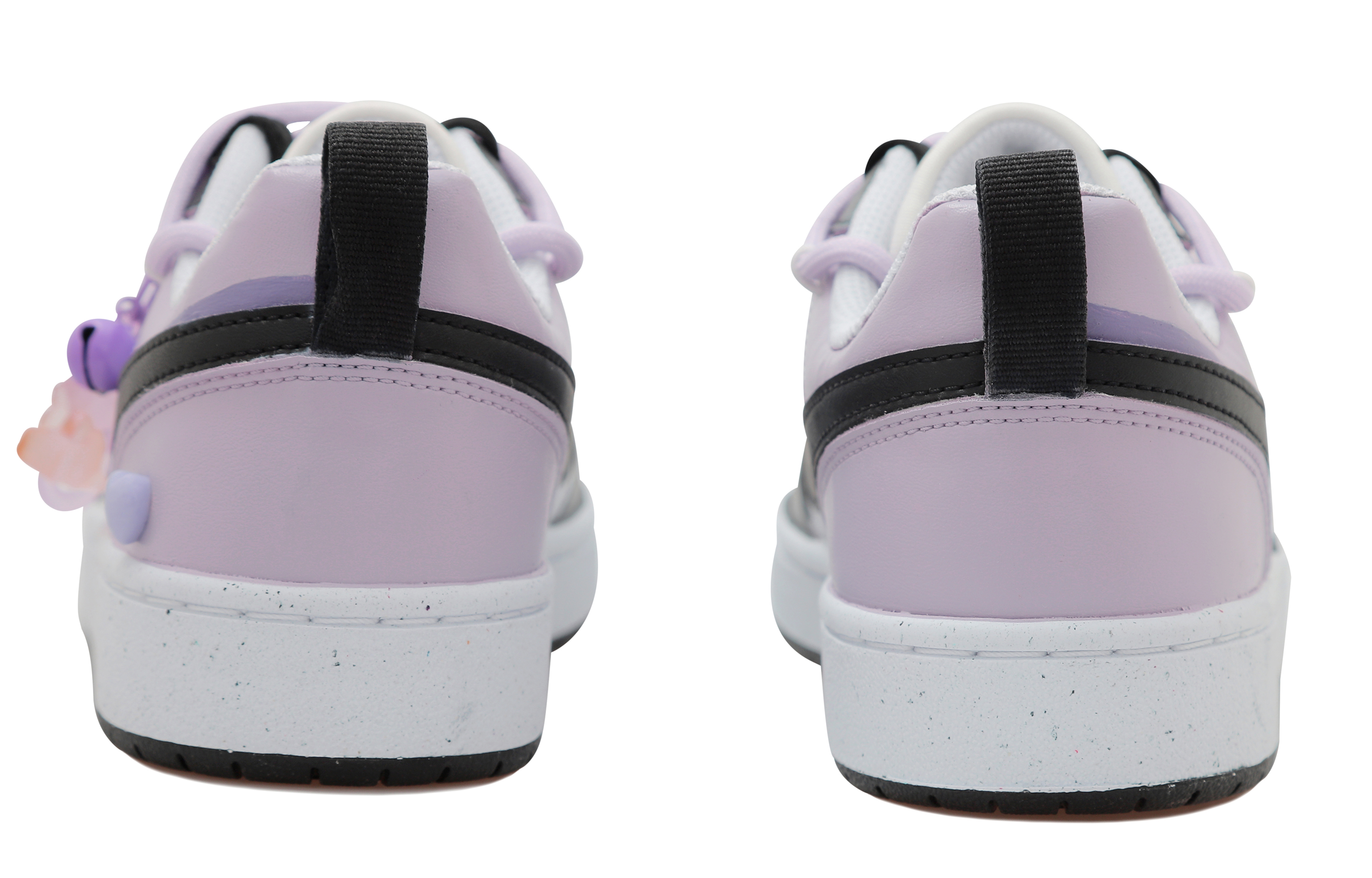 Shop 【定制球鞋】 Nike Court Borough Low 2 OKHR 愛心 雙鉤 小熊吊飾 解構鞋帶 防滑 低筒 板鞋 GS 黑紫