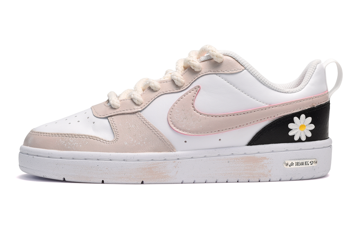 [Custom Shoes] Nike Court Borough Low 2 'Black White Pink Daisy'