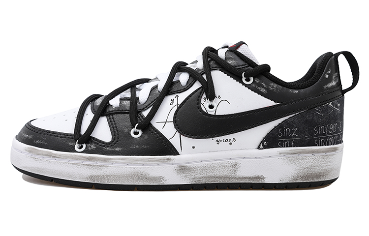 Buy [Kasut Custom] Nike Court Borough Low 2 'Hitam Putih Geometri' BQ5448-110(Team拾玖-极简数学S-BOX)