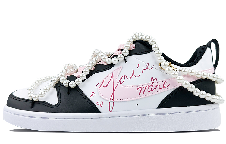 Buy [Custom Shoes] Nike Court Borough Low 2 'Negro Blanco Rosa' BQ5448-115(Team40-GS你的名字黑白粉)