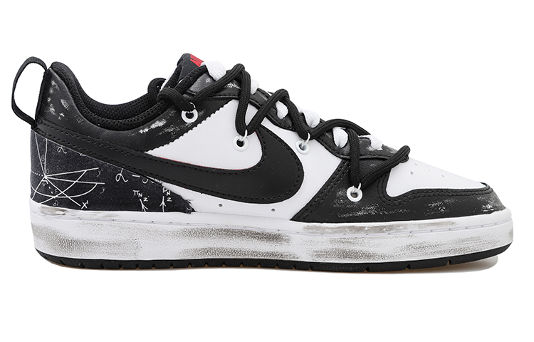 Order [Kasut Custom] Nike Court Borough Low 2 'Hitam Putih Geometri' BQ5448-110(Team拾玖-极简数学S-BOX)