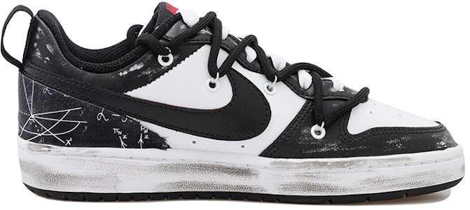 【定制球鞋】Nike Court Borough Low 2 極簡 數學 復古 貼布 幾何 做舊 低幫 板鞋 GS 黑白色 Order 【定制球鞋】Nike Court Borough Low 2 極簡 數學 復古 貼布 幾何 做舊 低幫 板鞋 GS 黑白色