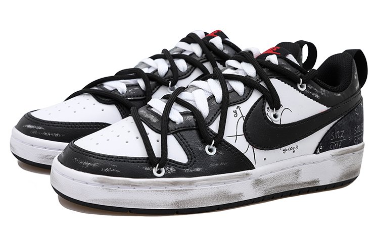 Lookbook [Kasut Custom] Nike Court Borough Low 2 'Hitam Putih Geometri' BQ5448-110(Team拾玖-极简数学S-BOX)