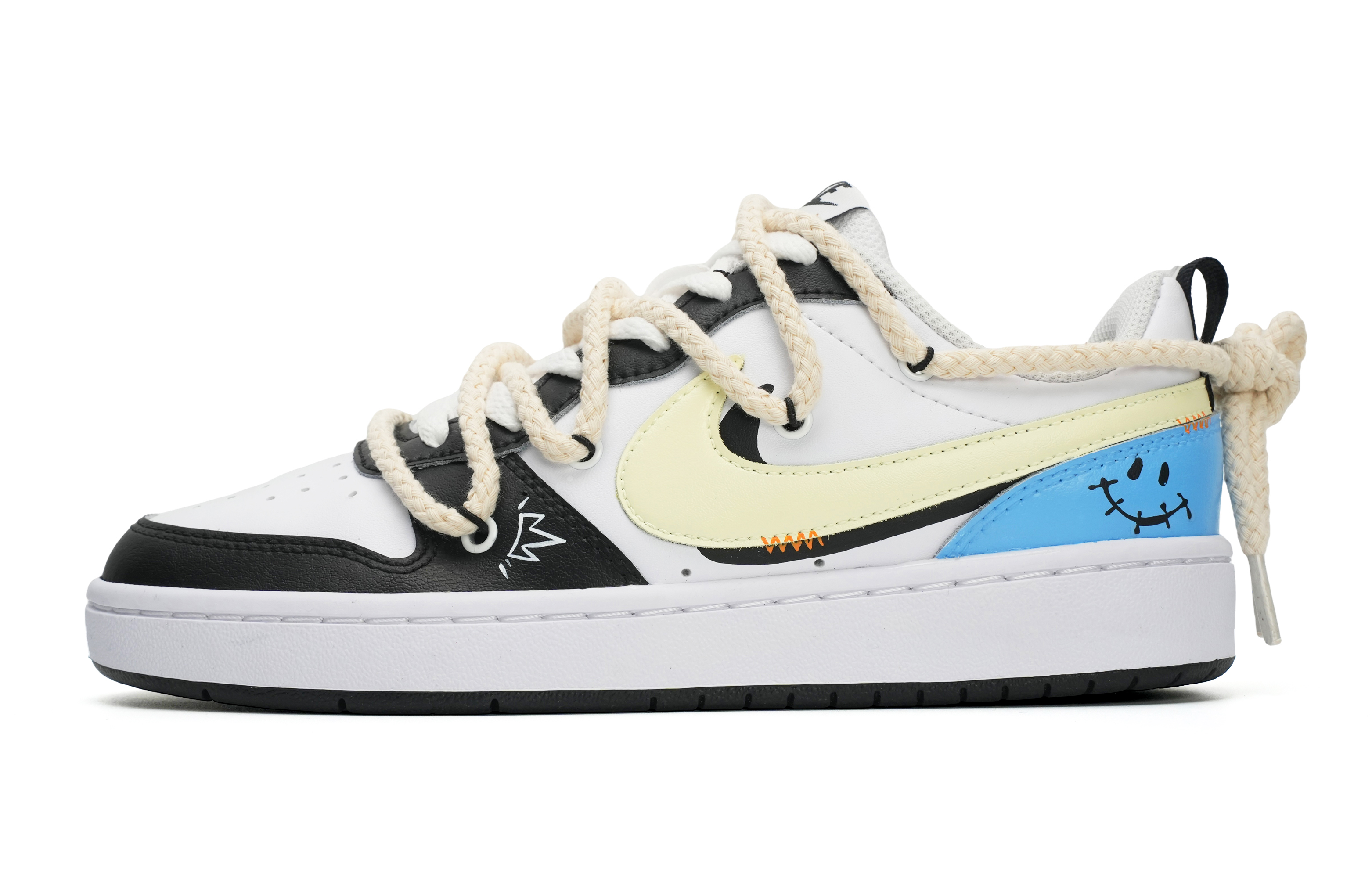 Buy 나이키 코트 보로우 로우 2 '블루 블랙 이모티콘' (Nike Court Borough Low 2 '블루 블랙 이모지') BQ5448-104(Team11-蓝黑笑脸女蓝S-BOX)