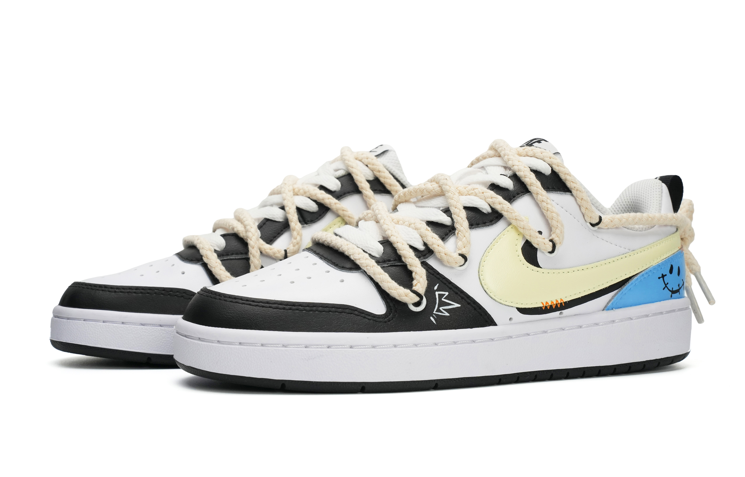 Lookbook 나이키 코트 보로우 로우 2 '블루 블랙 이모티콘' (Nike Court Borough Low 2 '블루 블랙 이모지') BQ5448-104(Team11-蓝黑笑脸女蓝S-BOX)