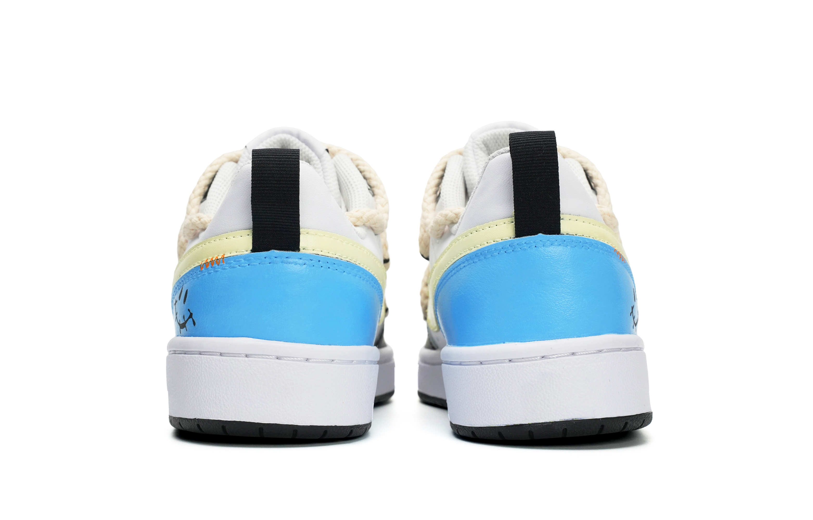 Shop 나이키 코트 보로우 로우 2 '블루 블랙 이모티콘' (Nike Court Borough Low 2 '블루 블랙 이모지') BQ5448-104(Team11-蓝黑笑脸女蓝S-BOX)