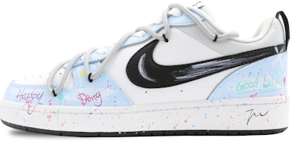 【客製化球鞋】Nike Court Borough Low 2 爆炸繽果 噴墨 塗鴉 解構 潮流 低筒 板鞋 GS 藍色 Buy 【客製化球鞋】Nike Court Borough Low 2 爆炸繽果 噴墨 塗鴉 解構 潮流 低筒 板鞋 GS 藍色