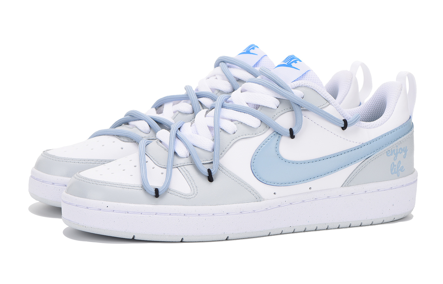 Lookbook [Zapatillas Personalizadas] Nike Court Borough Low 2 'Azul Gris' BQ5448-123(Team32-女款蓝灰SBOX)