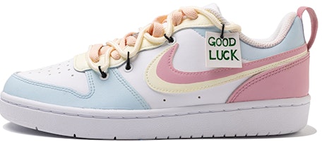 【訂製球鞋】 Nike Court Borough系列 Low 2 皮革 防滑減震耐磨 低筒 板鞋 GS 藍 Order 【訂製球鞋】 Nike Court Borough系列 Low 2 皮革 防滑減震耐磨 低筒 板鞋 GS 藍