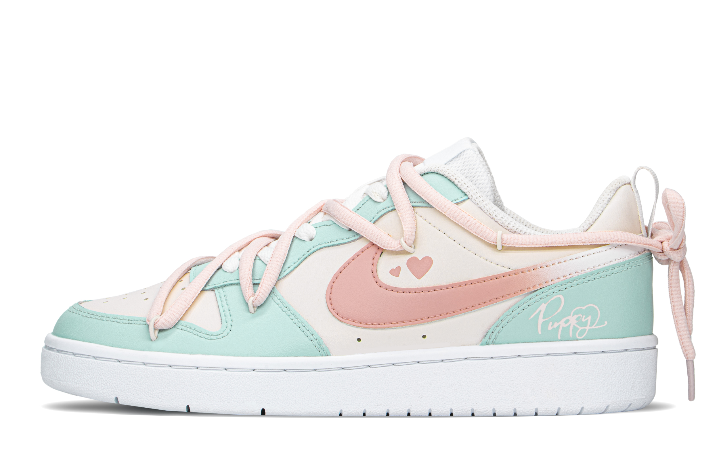 Order [Kasut Rekaan Khas] Nike Court Borough Low 2 'Kotak Hadiah Biru Merah Jambu' BQ5448-100(TeamA-蓝粉心S-BOX)