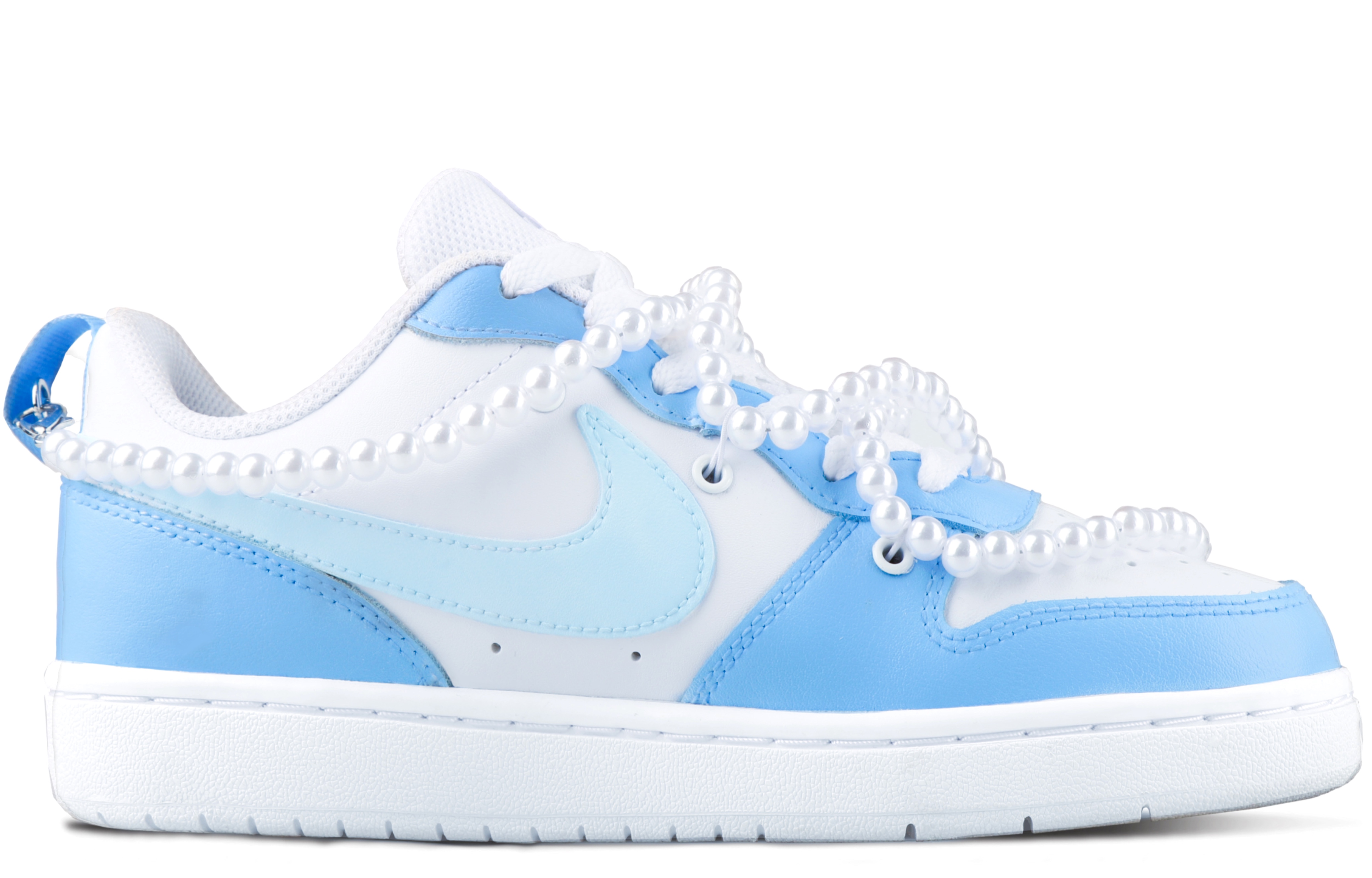 Order [Zapatillas Personalizadas] Nike Court Borough Low 2 'Azul Blanco' BQ5448-100(TeamSix-女款-海蓝)