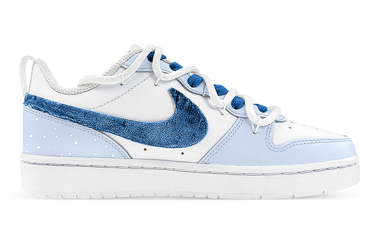 Order ナイキ コートボローLow2 青白ベルベット (カスタム) BQ5448-100(Team76-GS天鹅绒蓝白)