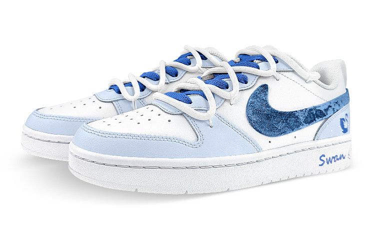 Lookbook ナイキ コートボローLow2 青白ベルベット (カスタム) BQ5448-100(Team76-GS天鹅绒蓝白)