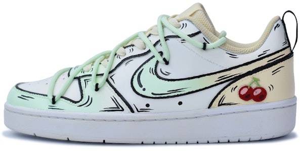 【客製球鞋】Nike Court Borough Low 2 櫻花 高街風 復古做舊 解構 防滑 低筒 板鞋 GS 白綠 Buy 【客製球鞋】Nike Court Borough Low 2 櫻花 高街風 復古做舊 解構 防滑 低筒 板鞋 GS 白綠