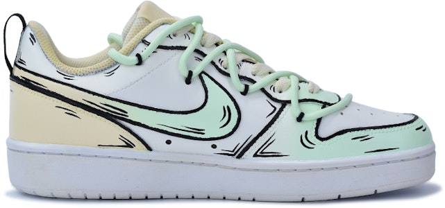 【客製球鞋】Nike Court Borough Low 2 櫻花 高街風 復古做舊 解構 防滑 低筒 板鞋 GS 白綠 Order 【客製球鞋】Nike Court Borough Low 2 櫻花 高街風 復古做舊 解構 防滑 低筒 板鞋 GS 白綠