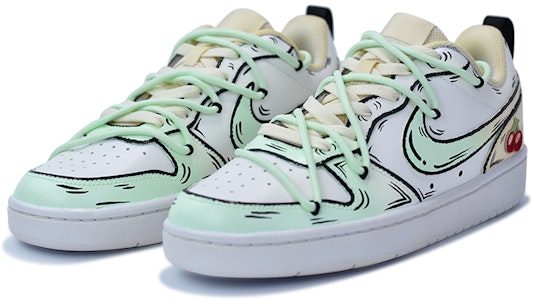 【客製球鞋】Nike Court Borough Low 2 櫻花 高街風 復古做舊 解構 防滑 低筒 板鞋 GS 白綠 Lookbook 【客製球鞋】Nike Court Borough Low 2 櫻花 高街風 復古做舊 解構 防滑 低筒 板鞋 GS 白綠