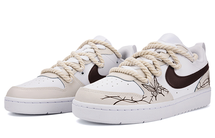 Lookbook [Nike Sepatu Kustom] Nike Court Borough Low 2 'Cokelat Kupu-Kupu' BQ5448-100（Team18-荆棘蝴蝶