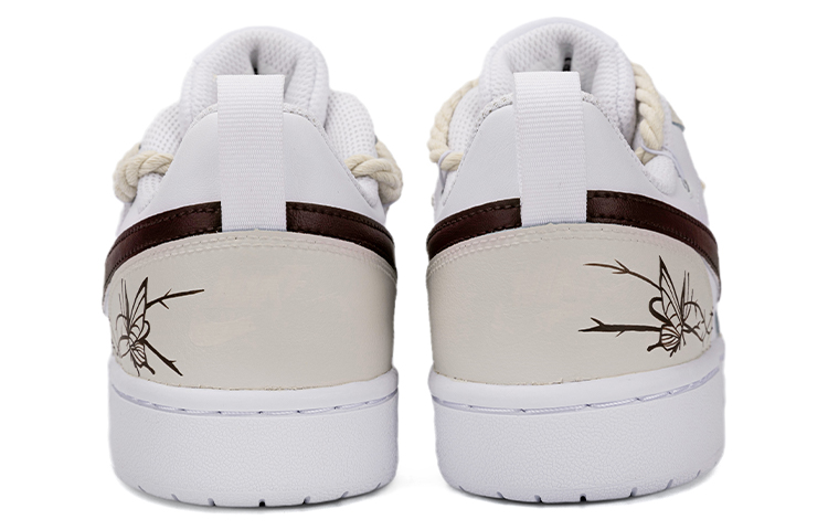 Shop [Nike Sepatu Kustom] Nike Court Borough Low 2 'Cokelat Kupu-Kupu' BQ5448-100（Team18-荆棘蝴蝶