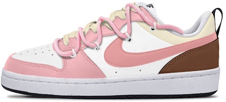 【訂製球鞋】 Nike Court Borough Low 2 復古Coco 奶油可可 解構綁帶 低筒 板鞋 GS 粉棕 Buy 【訂製球鞋】 Nike Court Borough Low 2 復古Coco 奶油可可 解構綁帶 低筒 板鞋 GS 粉棕