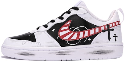 【定制球鞋】Nike Court Borough Low 2 十字架 哥德風 學院 做舊 百搭 低幫 板鞋 GS 白黑 Buy 【定制球鞋】Nike Court Borough Low 2 十字架 哥德風 學院 做舊 百搭 低幫 板鞋 GS 白黑