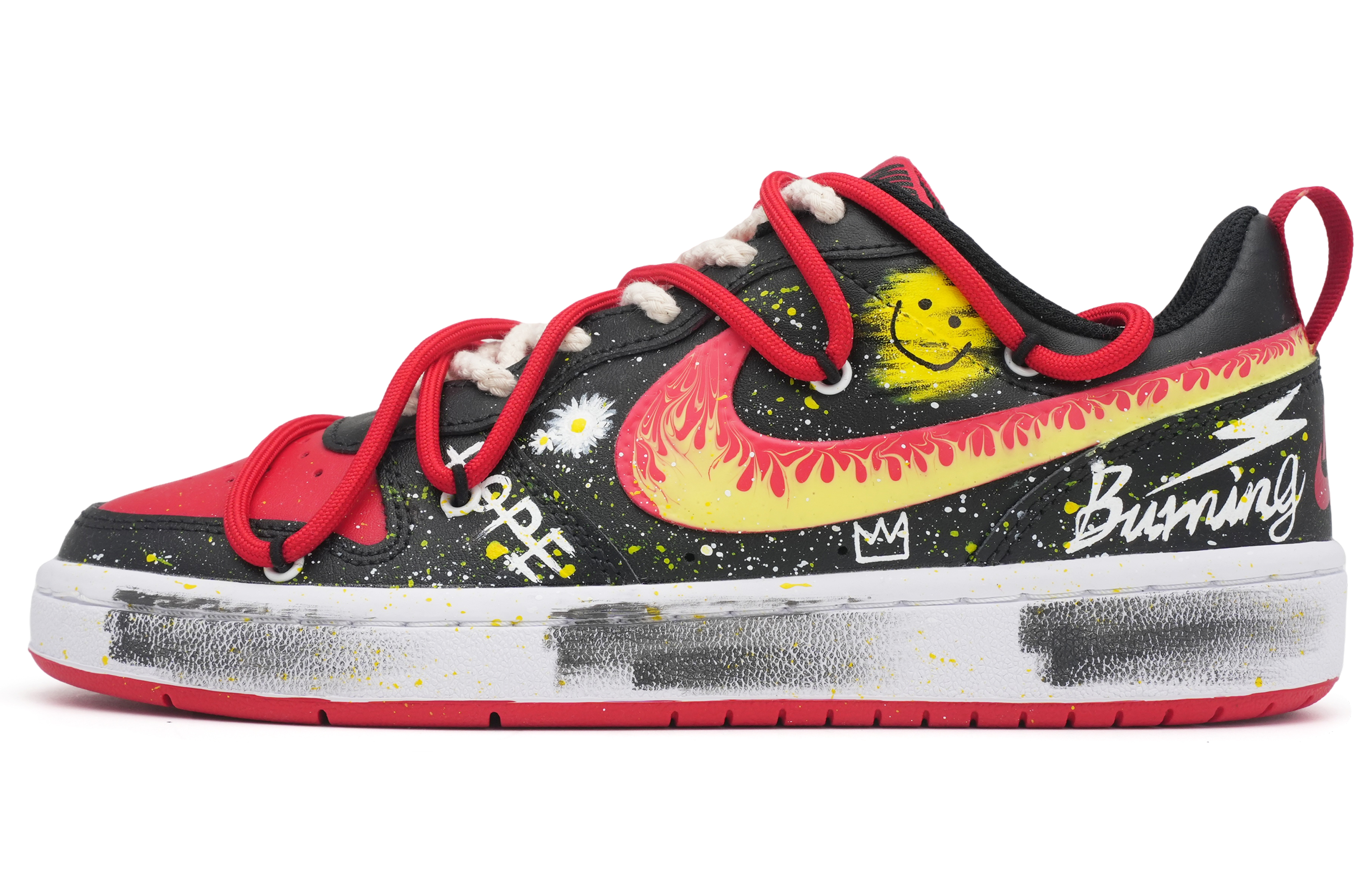 [Custom Shoes] Nike Court Borough Low 2 'Daisy Graffiti Black Red'