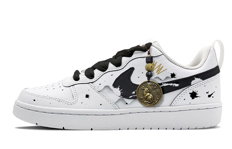 Buy [Sepatu Kustom] Nike Court Borough Low 2 'Deconstructed Laces - Aksesoris Kelinci' BQ5448-100(TeamK-泼墨山水)