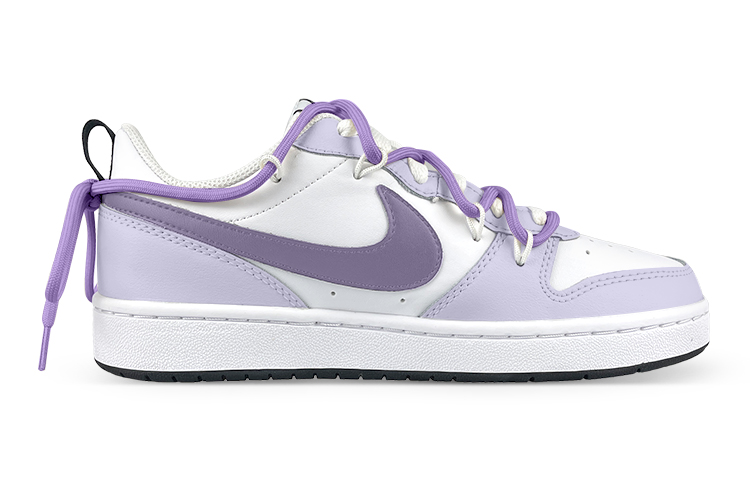 Order 【定制球鞋】 Nike Court Borough Low 2 解構 兔子布貼 舒適百搭 低幫 板鞋 GS 白紫
