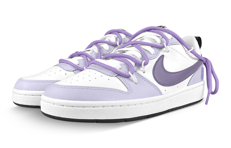 Lookbook 【定制球鞋】 Nike Court Borough Low 2 解構 兔子布貼 舒適百搭 低幫 板鞋 GS 白紫