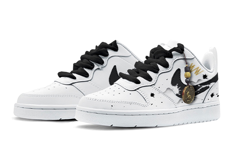 Lookbook [Sepatu Kustom] Nike Court Borough Low 2 'Deconstructed Laces - Aksesoris Kelinci' BQ5448-100(TeamK-泼墨山水)